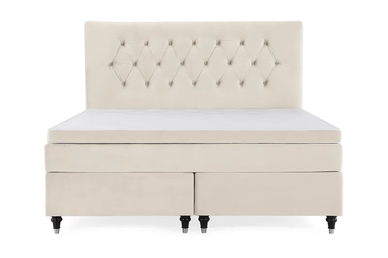 Royal Velvet Komplett Sängpaket 180x200 cm - Beige med svarta svarvade ben - Möbler - Säng - Kontinentalsäng