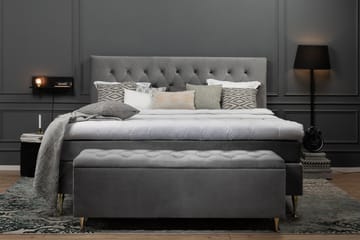 Royal Velvet Komplett Sängpaket 180x200 cm - Ljusgrå med Höga Guldben - Möbler - Säng - Kontinentalsäng
