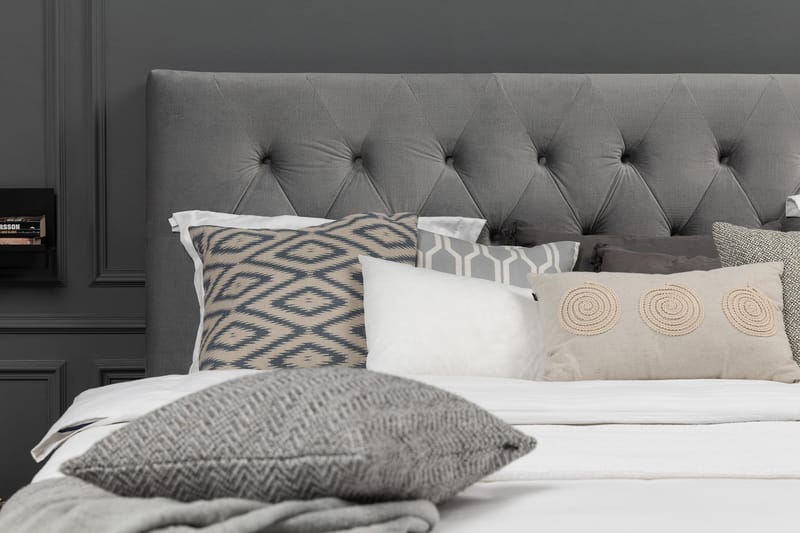 Royal Velvet Komplett Sängpaket 180x200 cm - Ljusgrå med Höga Guldben - Möbler - Säng - Kontinentalsäng