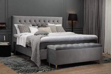 Royal Velvet Komplett Sängpaket 180x200 cm - Ljusgrå med Höga Guldben - Möbler - Säng - Kontinentalsäng