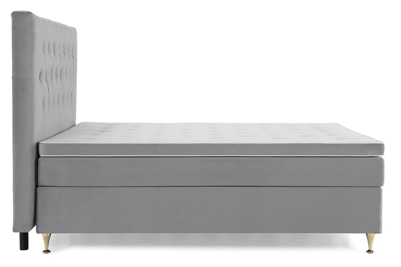 Royal Velvet Komplett Sängpaket 180x200 cm - Ljusgrå med Låga Guldben - Möbler - Säng - Kontinentalsäng