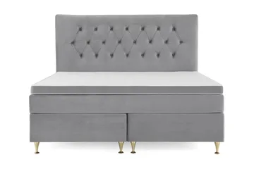 Royal Velvet Komplett Sängpaket 180x200 cm - Ljusgrå med Låga Guldben - Möbler - Säng - Kontinentalsäng