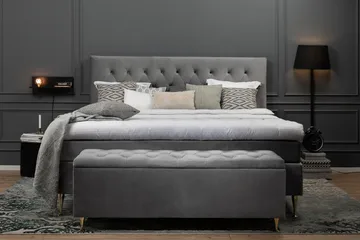 Royal Velvet Komplett Sängpaket 180x200 cm - Ljusgrå med Låga Rosében - Möbler - Säng - Kontinentalsäng