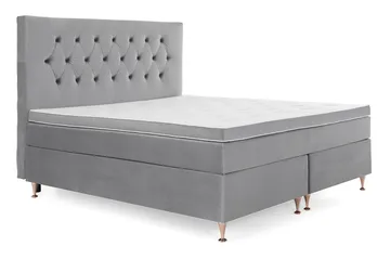 Royal Velvet Komplett Sängpaket 180x200 cm - Ljusgrå med Låga Rosében - Möbler - Säng - Kontinentalsäng