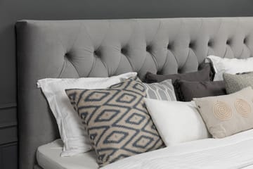 Royal Velvet Komplett Sängpaket 180x200 cm - Ljusgrå med Låga Svarvade Ben - Möbler - Säng - Kontinentalsäng