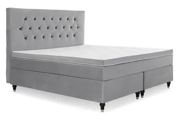 Royal Velvet Komplett Sängpaket 180x200 cm - Ljusgrå med Låga Svarvade Ben - Möbler - Säng - Kontinentalsäng