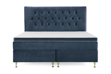 Royal Velvet Komplett Sängpaket 180x200 cm - Mörkblå med Låga Guldben - Möbler - Säng - Kontinentalsäng
