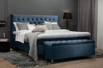 Royal Velvet Komplett Sängpaket 180x200 cm - Mörkblå med Svarvade Ben - Möbler - Säng - Kontinentalsäng