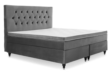 Royal Velvet Komplett Sängpaket 180x200 cm - Mörkgrå med Svarvade Ben - Möbler - Säng - Kontinentalsäng