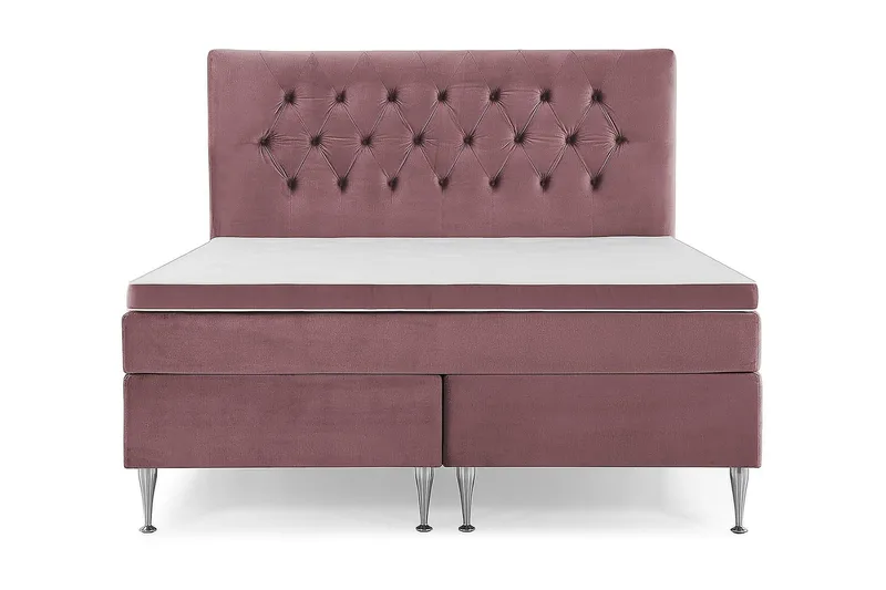 Royal Velvet Komplett Sängpaket 180x200 cm, Rosa med Höga Silverben