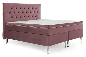 Royal Velvet Komplett Sängpaket 180x200 cm - Rosa med Höga Silverben - Möbler - Säng - Kontinentalsäng