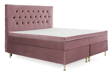 Royal Velvet Komplett Sängpaket 180x200 cm - Rosa med Låga Guldben - Möbler - Säng - Kontinentalsäng