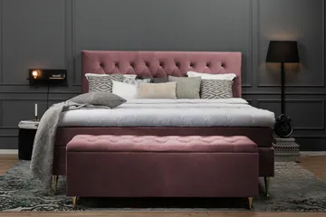 Royal Velvet Komplett Sängpaket 180x200 cm - Rosa med Låga Silverben - Möbler - Säng - Kontinentalsäng