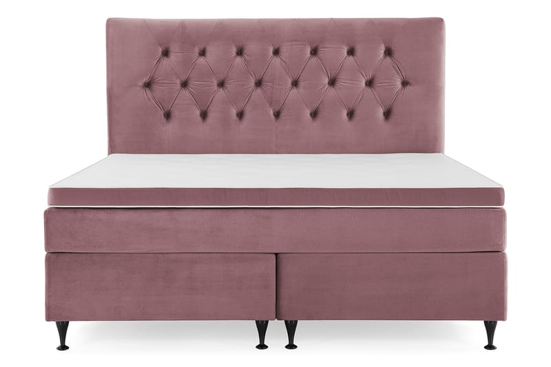 Royal Velvet Komplett Sängpaket 180x200 cm - Rosa med Låga Svarta Ben - Möbler - Säng - Kontinentalsäng