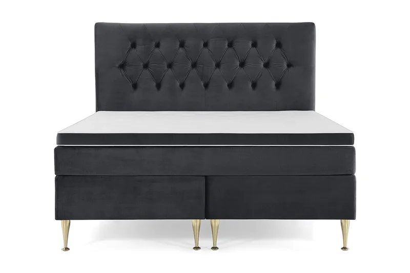 Royal Velvet Komplett Sängpaket 180x200 cm - Svart med Höga Guldben - Möbler - Säng - Kontinentalsäng