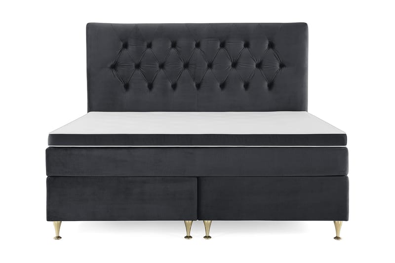 Royal Velvet Komplett Sängpaket 180x200 cm - Svart med Låga Guldben - Möbler - Säng - Kontinentalsäng