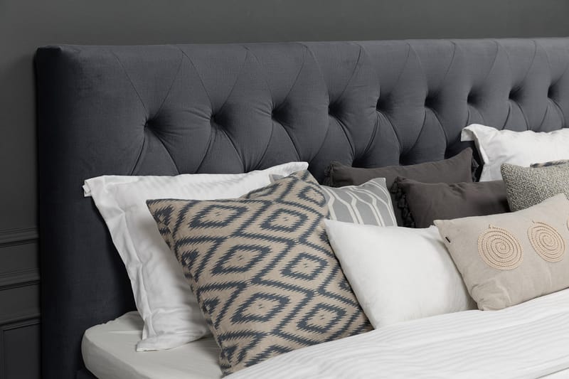 Royal Velvet Komplett Sängpaket 180x200 cm - Svart med Låga Silverben - Möbler - Säng - Kontinentalsäng