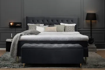 Royal Velvet Komplett Sängpaket 180x200 cm - Svart med Svarvade Ben - Möbler - Säng - Kontinentalsäng