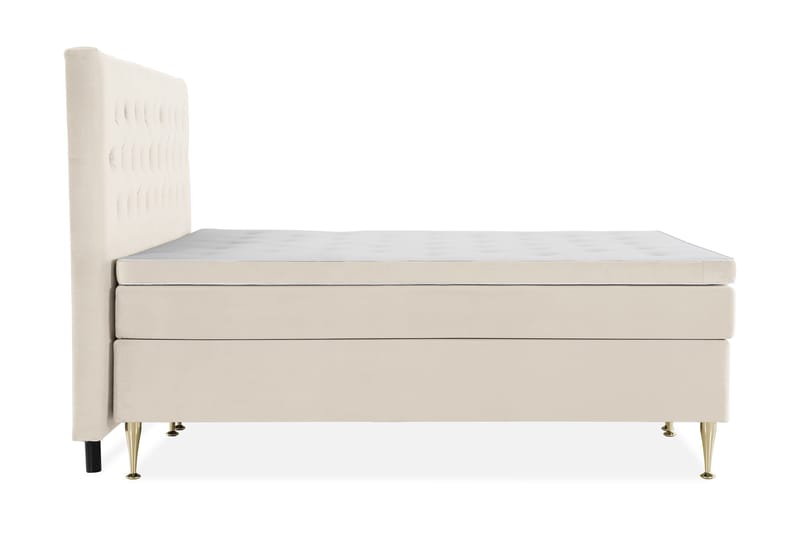 Royal Velvet Komplett Sängpaket 210x210 cm - Beige med höga guldben - Möbler - Säng - Kontinentalsäng