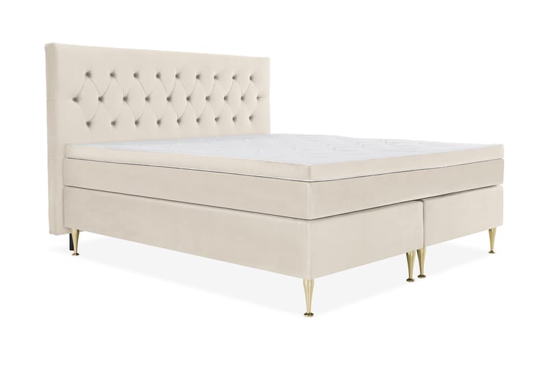 Royal Velvet Komplett Sängpaket 210x210 cm - Beige med höga guldben - Möbler - Säng - Kontinentalsäng