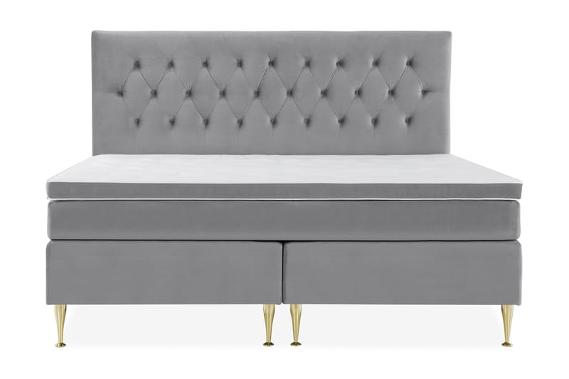 Royal Velvet Komplett Sängpaket 210x210 cm, Ljusgrå med Höga Guldben