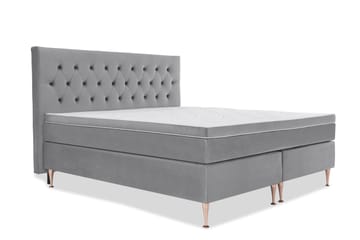 Royal Velvet Komplett Sängpaket 210x210 cm - Ljusgrå med Höga Rosében - Möbler - Säng - Kontinentalsäng