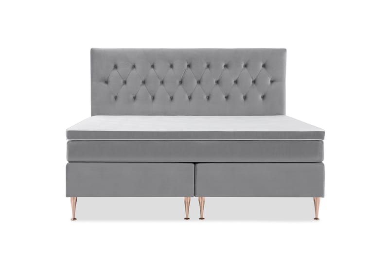 Royal Velvet Komplett Sängpaket 210x210 cm - Ljusgrå med Höga Rosében - Möbler - Säng - Kontinentalsäng