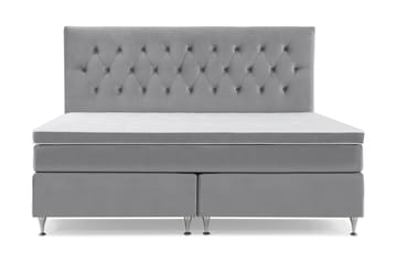 Royal Velvet Komplett Sängpaket 210x210 cm - Ljusgrå med Låga Silverben - Möbler - Säng - Kontinentalsäng