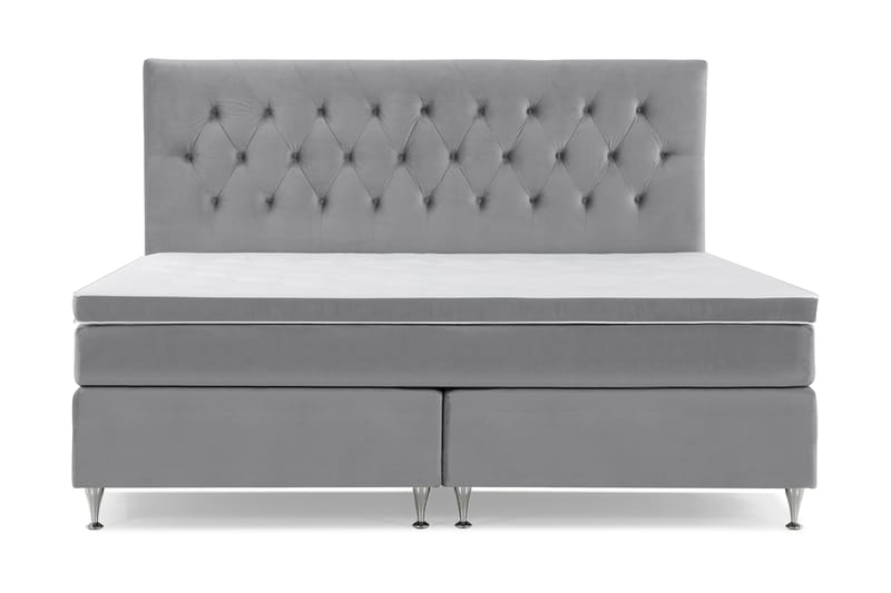 Royal Velvet Komplett Sängpaket 210x210 cm - Ljusgrå med Låga Silverben - Möbler - Säng - Kontinentalsäng