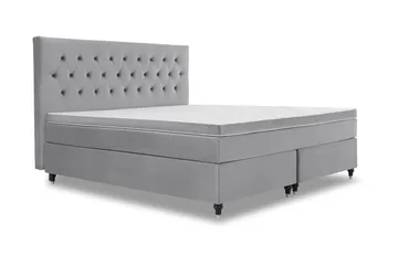 Royal Velvet Komplett Sängpaket 210x210 cm - Ljusgrå med Svarvade Ben - Möbler - Säng - Kontinentalsäng