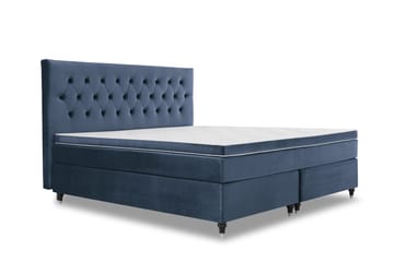 Royal Velvet Komplett Sängpaket 210x210 cm - Mörkblå med Svarvade Ben - Möbler - Säng - Kontinentalsäng