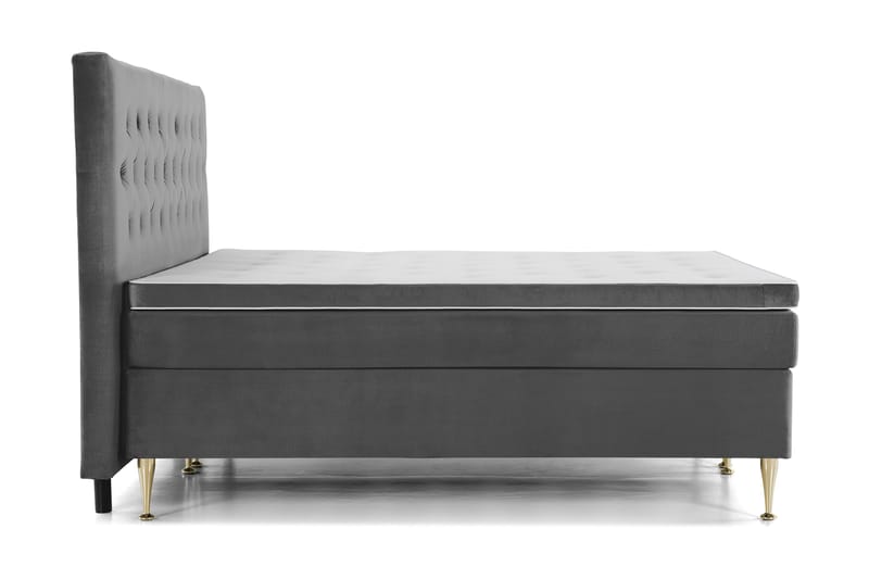 Royal Velvet Komplett Sängpaket 210x210 cm - Mörkgrå med Höga Guldben - Möbler - Säng - Kontinentalsäng