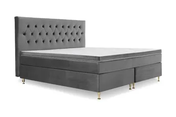 Royal Velvet Komplett Sängpaket 210x210 cm - Mörkgrå med Låga Guldben - Möbler - Säng - Kontinentalsäng