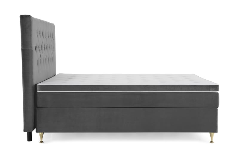 Royal Velvet Komplett Sängpaket 210x210 cm - Mörkgrå med Låga Guldben - Möbler - Säng - Kontinentalsäng