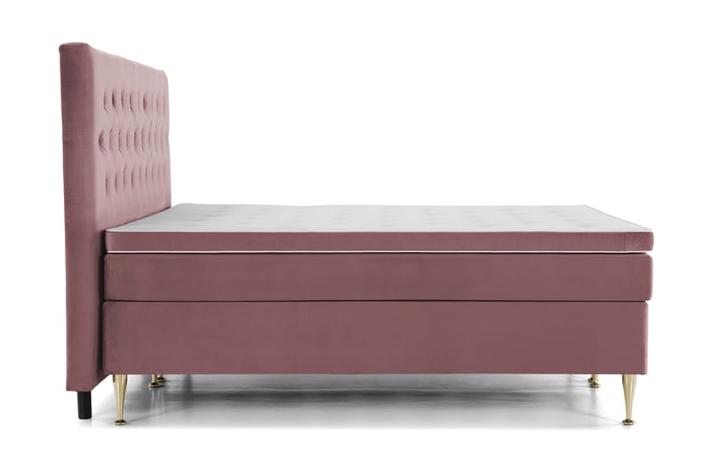 Royal Velvet Komplett Sängpaket 210x210 cm - Rosa med Höga Guldben - Möbler - Säng - Kontinentalsäng