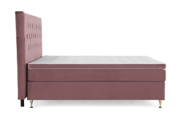 Royal Velvet Komplett Sängpaket 210x210 cm - Rosa med Låga Guldben - Möbler - Säng - Kontinentalsäng