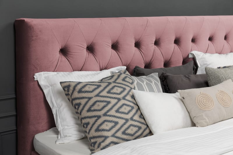 Royal Velvet Komplett Sängpaket 210x210 cm - Rosa med Svarvade ben - Möbler - Säng - Kontinentalsäng