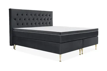 Royal Velvet Komplett Sängpaket 210x210 cm - Svart med Höga Guldben - Möbler - Säng - Kontinentalsäng
