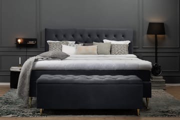 Royal Velvet Komplett Sängpaket 210x210 cm - Svart med Höga Rosében - Möbler - Säng - Kontinentalsäng