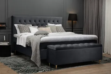 Royal Velvet Komplett Sängpaket 210x210 cm - Svart med Låga Svarvade Ben - Möbler - Säng - Kontinentalsäng
