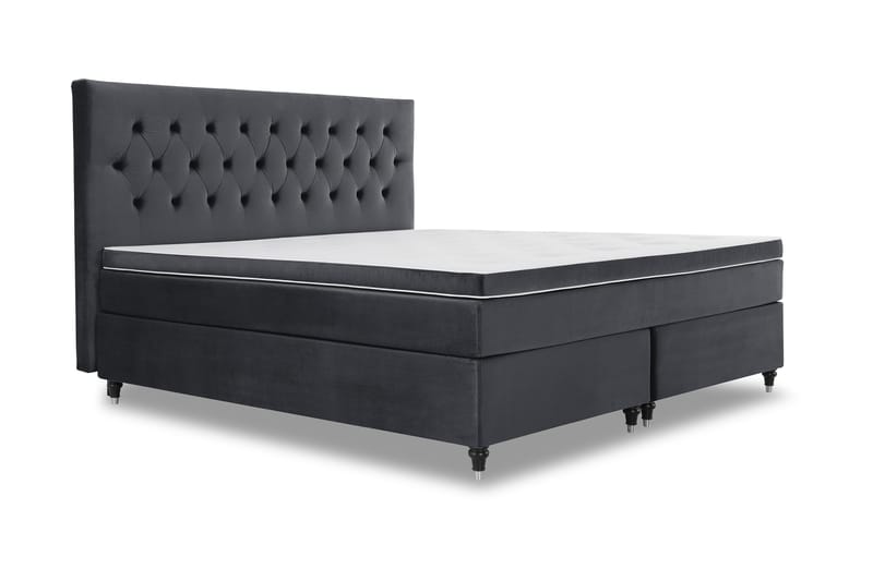 Royal Velvet Komplett Sängpaket 210x210 cm - Svart med Låga Svarvade Ben - Möbler - Säng - Kontinentalsäng