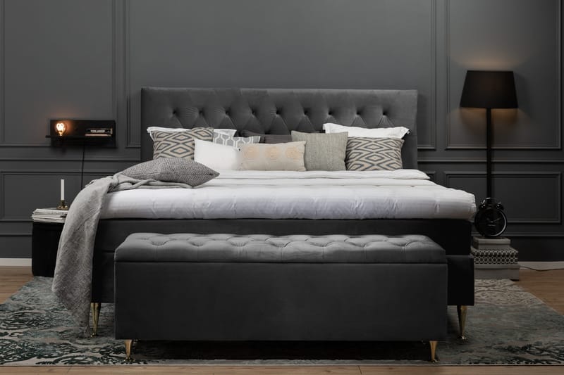 Royal Velvet Komplett Sängpaket 210x210  Mörkgrå med Rosé - Mörkgrå med Rosében - Möbler - Säng - Kontinentalsäng