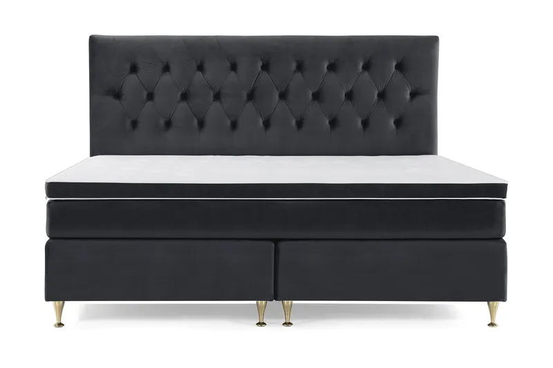 Royal Velvet Komplett Sängpaket 210x210  Svart med Låga G - Svart med Låga Guldben - Möbler - Säng - Kontinentalsäng