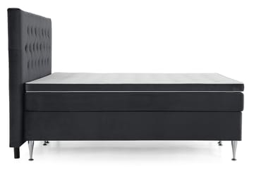 Royal Velvet Komplett Sängpaket Sammetssäng 180x200 cm - Svart med höga silverben - Möbler - Säng - Kontinentalsäng