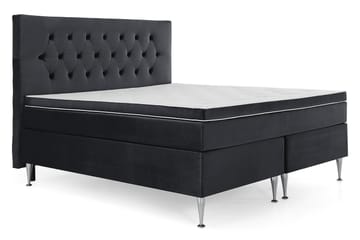 Royal Velvet Komplett Sängpaket Sammetssäng 180x200 cm - Svart med höga silverben - Möbler - Säng - Kontinentalsäng