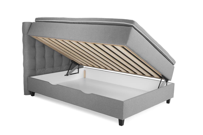 Säng med Förvaring Boxford 120x200 - Ljusgrå (+Fler val) - Kontinentalsäng - Komplett sängpaket
