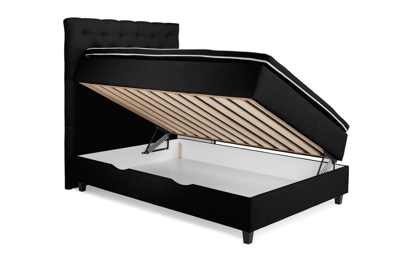 Säng med Förvaring Boxford 120x200 - Svart (+Fler val) - Kontinentalsäng - Enkelsäng - Komplett sängpaket