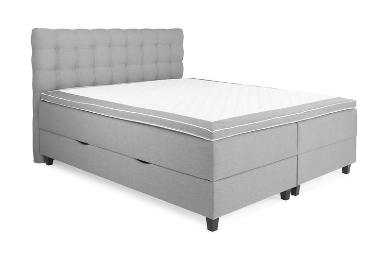 Säng med Förvaring Boxford 160x200 - Ljusgrå (+Fler val) - Kontinentalsäng - Komplett sängpaket
