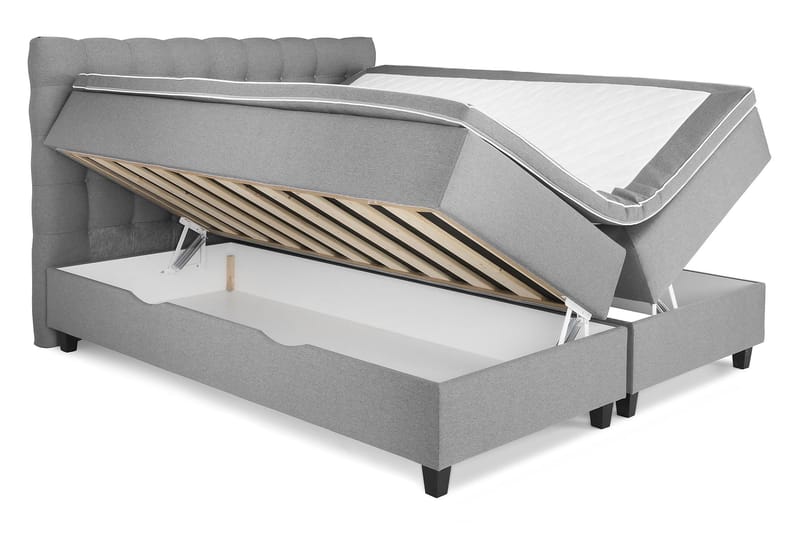 Säng med Förvaring Boxford 160x200 - Ljusgrå (+Fler val) - Kontinentalsäng - Komplett sängpaket