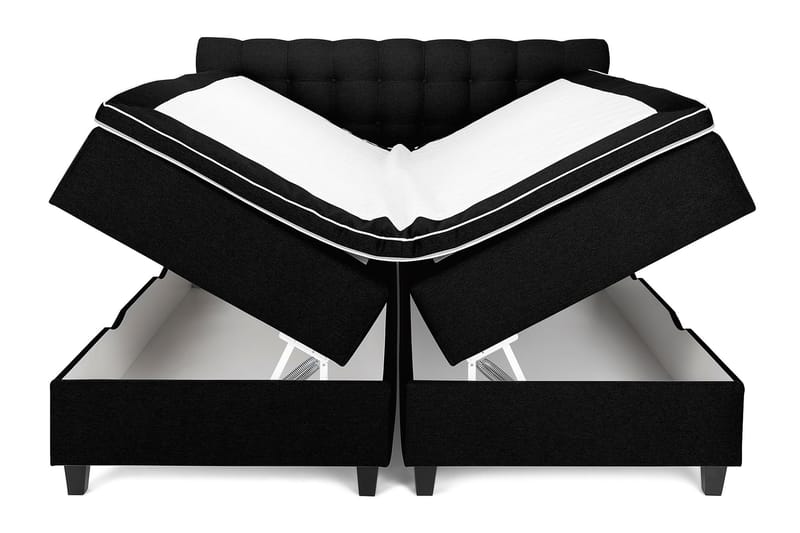 Säng med Förvaring Boxford 160x200 - Svart (+Fler val) - Kontinentalsäng - Enkelsäng - Komplett sängpaket